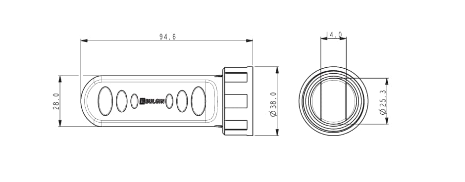 Mechanical Drawing - Bulgin USB Buccaneer® Flash Drive Cover